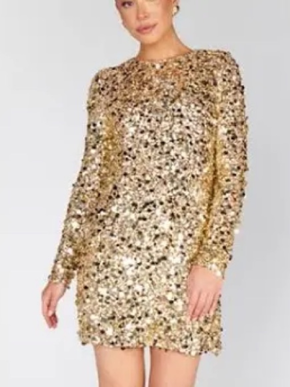 Show Me Your MuMu Gold Sequin Long-Sleeve Mini Dress